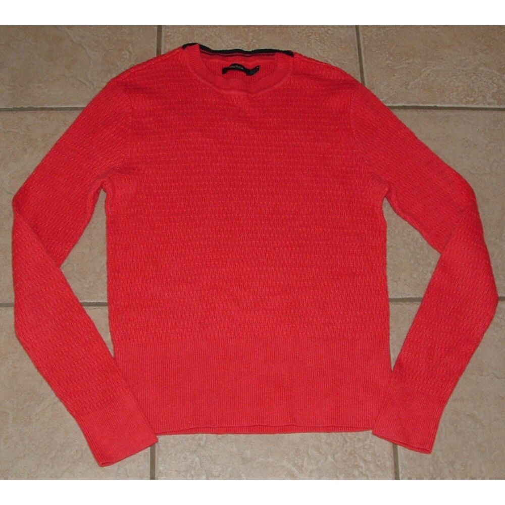 NAUTICA Men Sz Medium Casual or Dress Red Stretchy Pullover Crew Neck Sweater